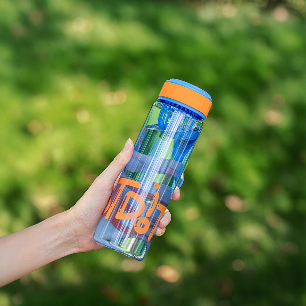 New large-capacity student plastic cup with tea strapping, high-temperature resistant sports water cup, outdoor portable carrying rope, portable cup Specification drawing