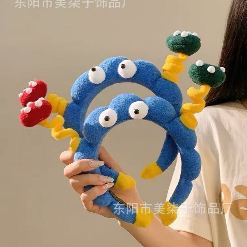 Put on the cuteness! Cute plush big-eyed hair band! High cranial top fun hairpin, women's hair tie and updo device Specification drawing