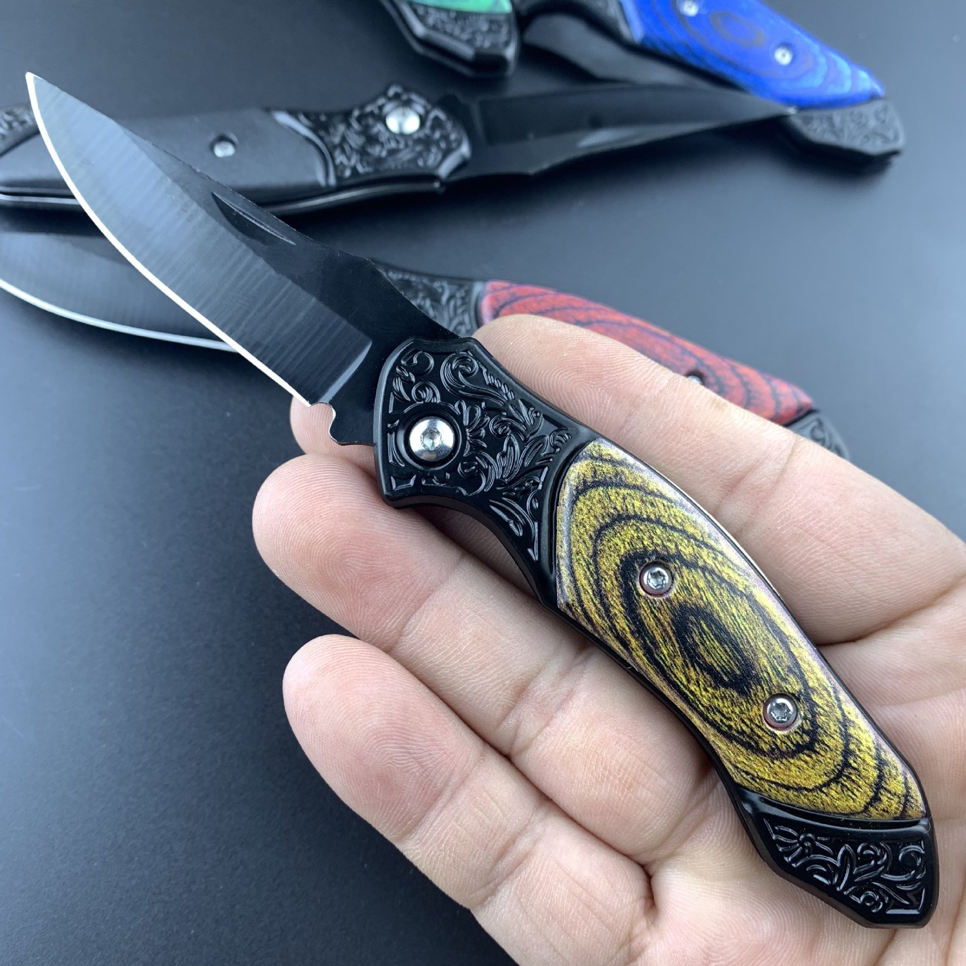 New portable outdoor folding knife, portable self-defense camping mini household stainless steel fruit knife, letter opening folding knife details Picture