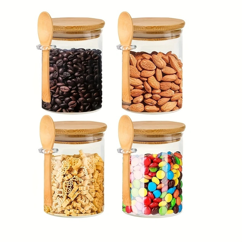 Edible preservation glass jars with LIDS, high-temperature warm spoon storage jars, high borosilicate glass sealed jars, and grain jars Item Picture