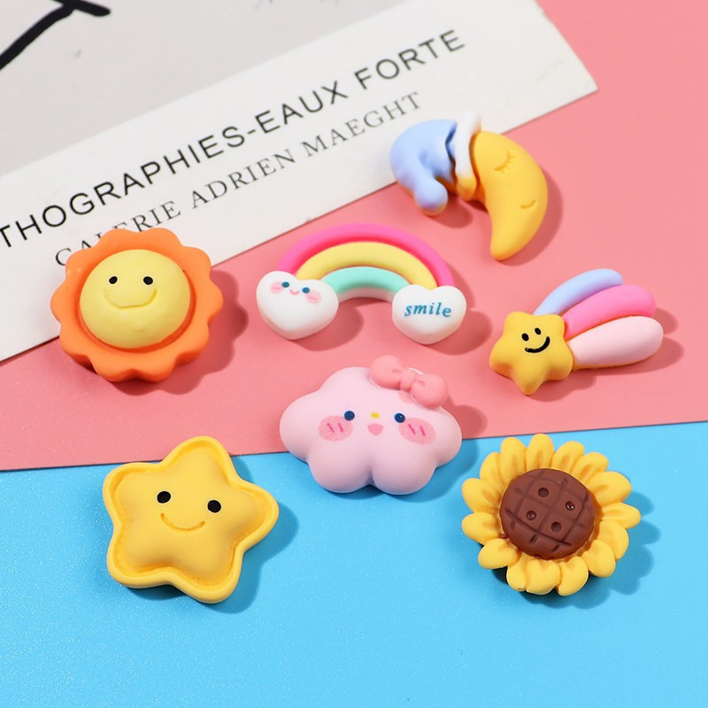 Cream glue accessories, rainbow cloud moon cartoon cute handcrafted ornaments, diy resin accessories for phone case materials full figure