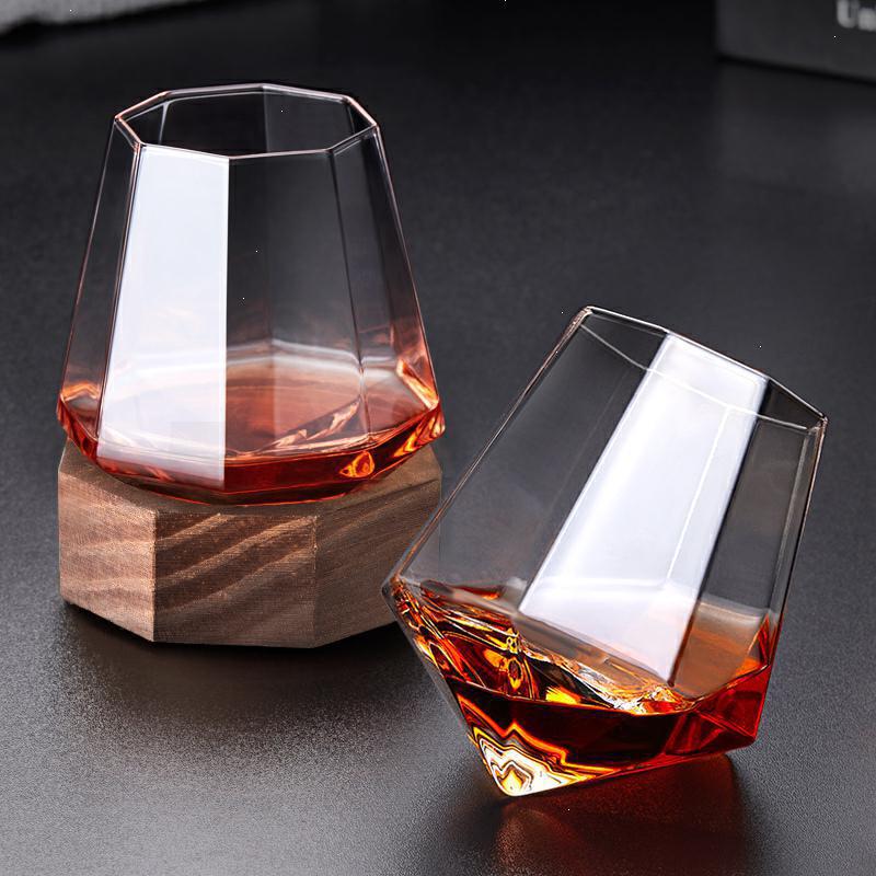 Octagonal rotating glass, creative unbreakable figure, whisky wine glass, personalized wine glass, diamond glass, conical classical wine glass, cross-border full figure