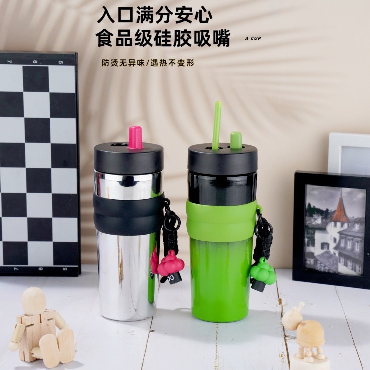 New internet-famous 316 stainless steel giant insulated cup with high appearance level, light luxury ice king straw cup, portable car cup details Picture