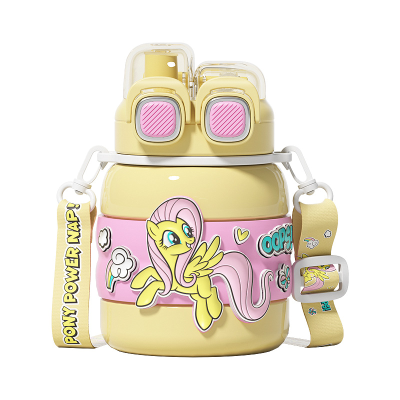 My Little Pony cute straw cup, student's school cup, large-capacity cute insulated cup for girls, high appearance level, double drinking Item Picture