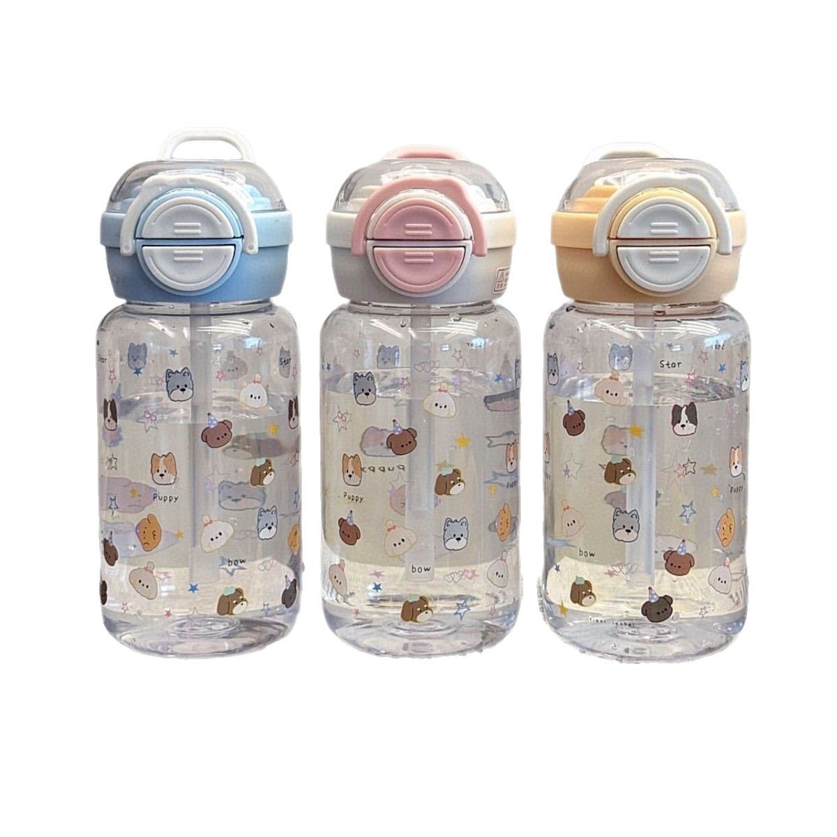 Portable cartoon plastic cup with straws for girls. It's a cute dual-drinking cup with a high level of appearance Item Picture