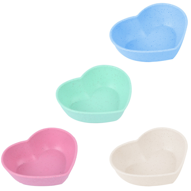 Wheat straw heart dish, seasoning dish, creative plastic heart-shaped soy sauce dish, bowl, dipping sauce dish, cross-border manufacturer wholesale Item Picture