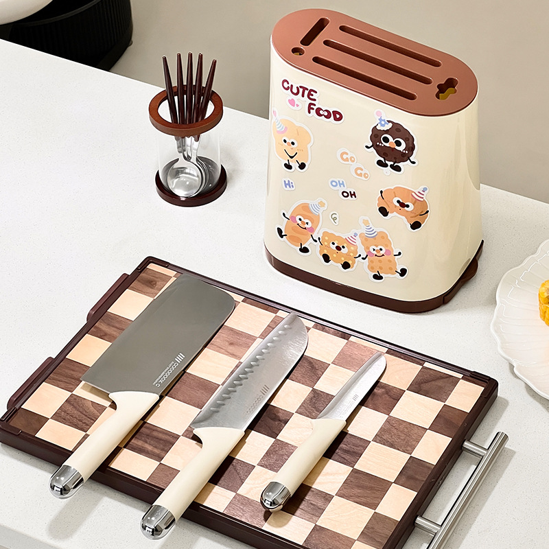 High appearance level, cream-style kitchen knife rack, countertop, multi-functional draining knife storage rack, integrated knife seat Application Scenario