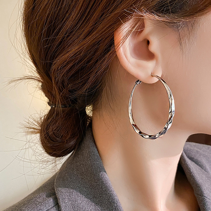 Silver pigment ring earrings, women's light luxury and high-end stud earrings, 2024 new bestseller, niche and exaggerated style stud earrings Application Scenario