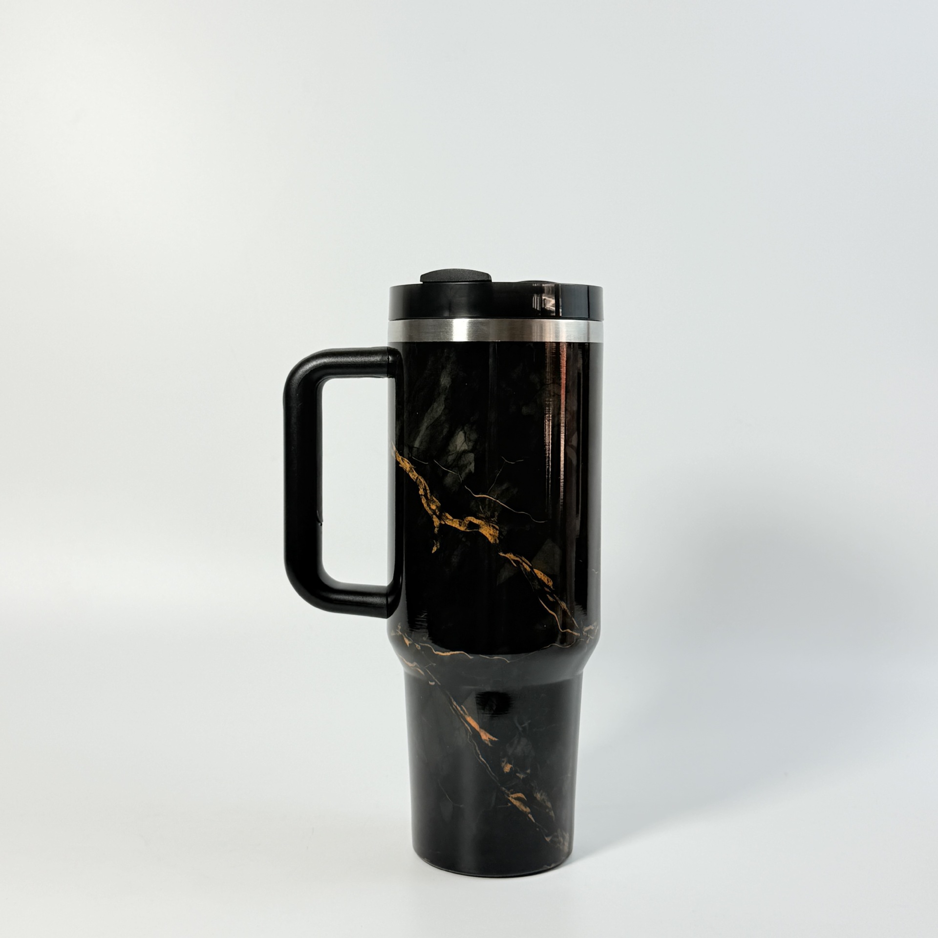 Cross-border second-generation 40oz paint-dyed and printed color car cup, large-capacity straw insulated cup, portable car handle ice cup Item Picture