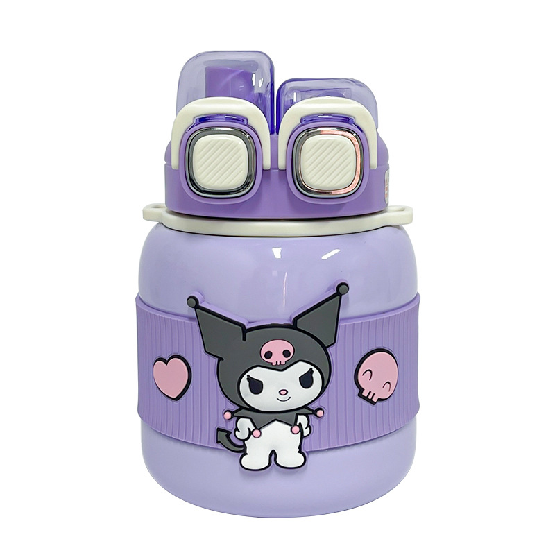 Sanrio officially authorized coffee thermos cup, women's straw, double drinking, high appearance level water cup, portable office cup Item Picture