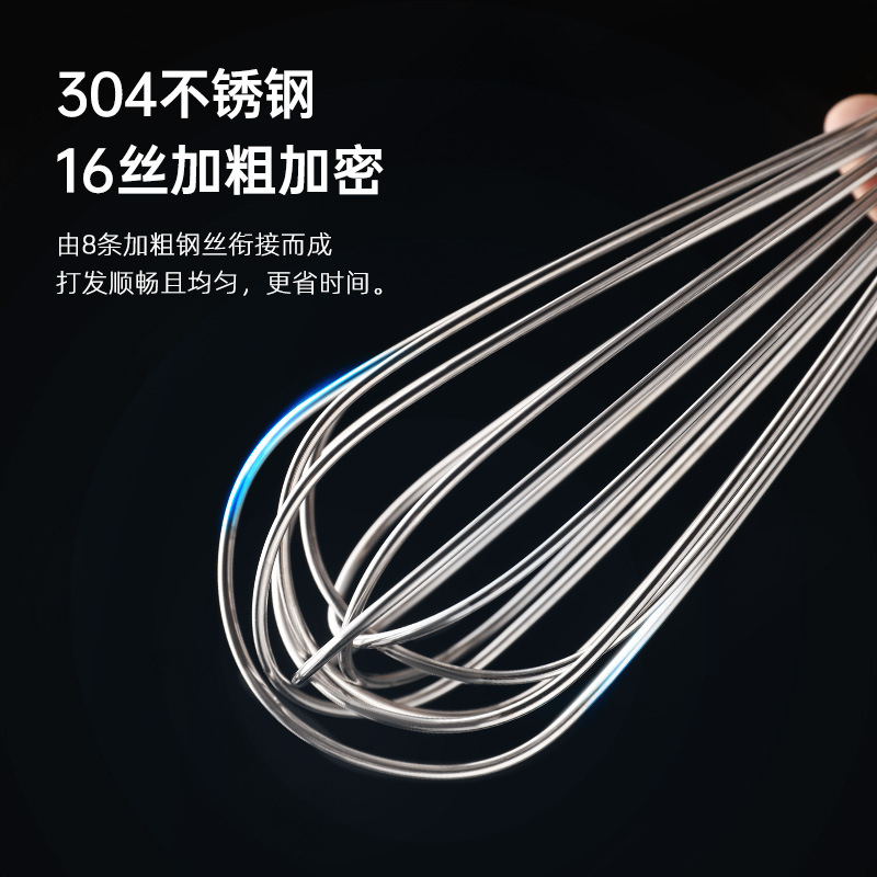 Stainless steel egg beater, thickened and denser, handheld mixer, semi-automatic whipper, household kitchen baking tools details Picture