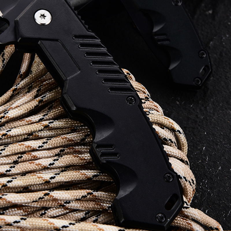 Outdoor wilderness survival aluminum handle folding knife, camping barbecue large and small black folding knife, supermarket promotion gift knife Specification drawing