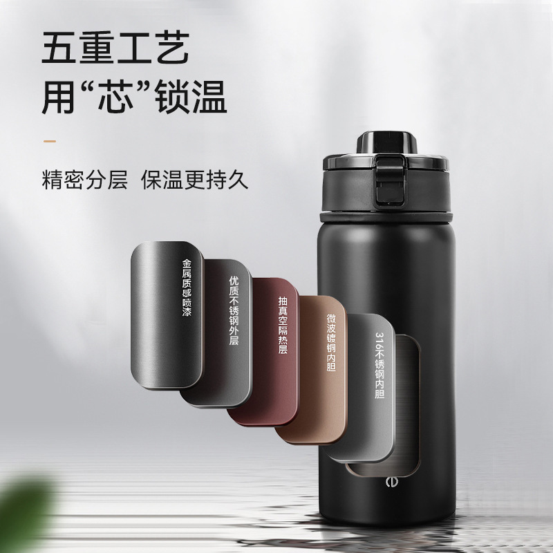 316 stainless steel insulated cup, office portable car large-capacity water cup, student sports water bottle, high appearance level cup details Picture