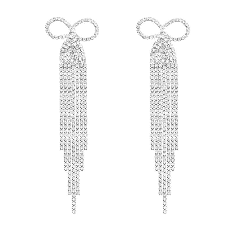 New Korean stylish and versatile bow earrings for autumn and winter, long tassel cold style earrings for women wholesale Item Picture