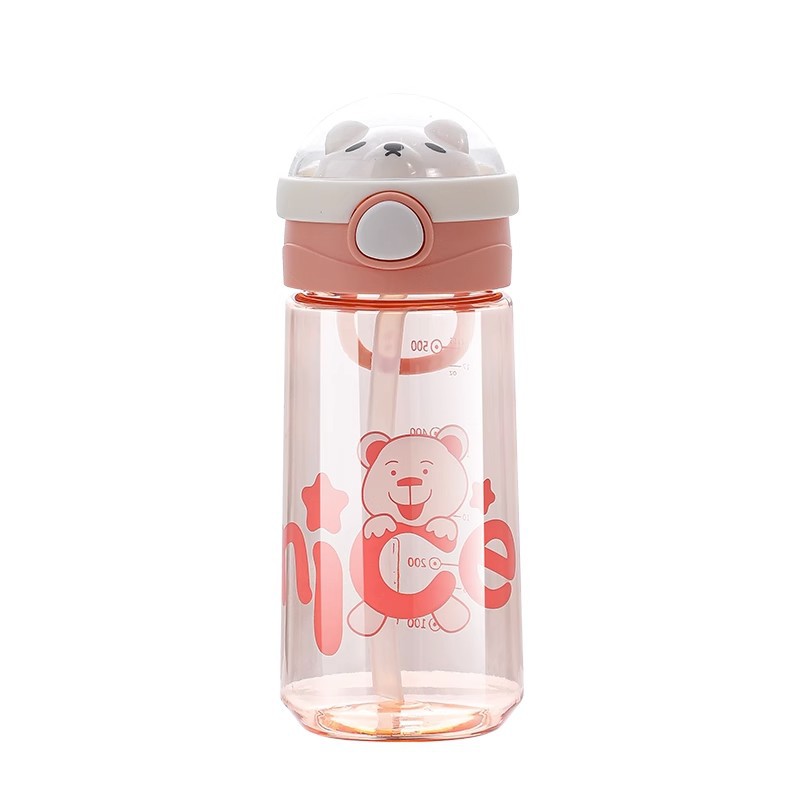 The new summer water cup features a high level of appearance, is shockproof and leak-proof, and is suitable for adult drinking with a straw, a water bottle, and a cartoon large-belted straw cup Item Picture