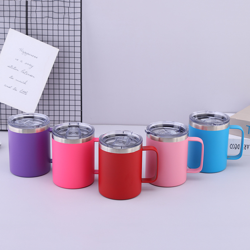 Cross-border foreign trade 12oz handle cup double-layer insulated office coffee mug, 304 stainless steel insulated cup Specification drawing