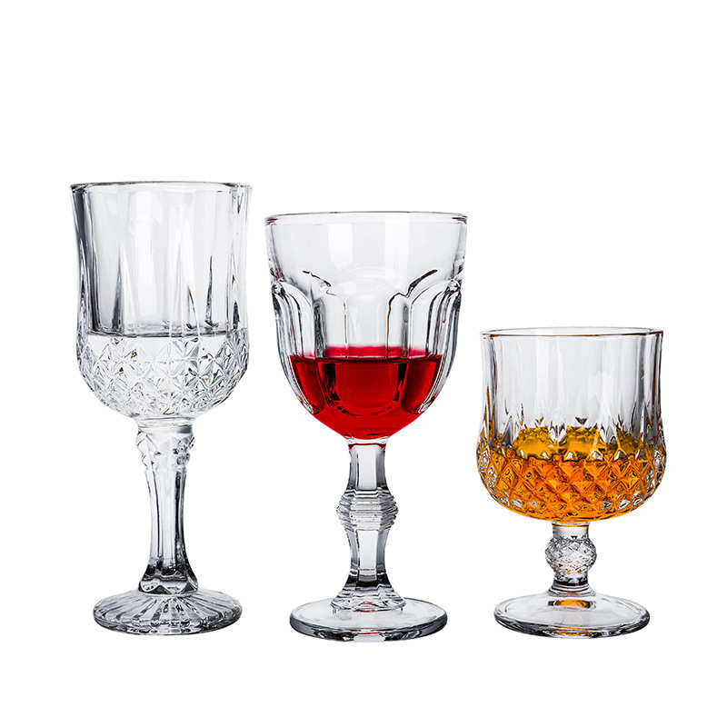 Transparent glass diamond high-end glass, high-stemmed red wine glass, wine champagne glass, whisky glass, chicken-tailed wine glass Item Picture