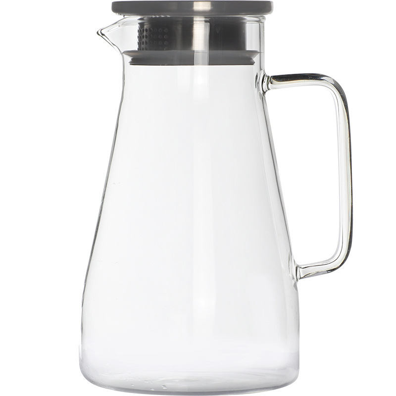Wholesale high borosilicate glass cold water kettles in stock, large capacity, modern and simple, flat square handle, glass tied kettle Item Picture