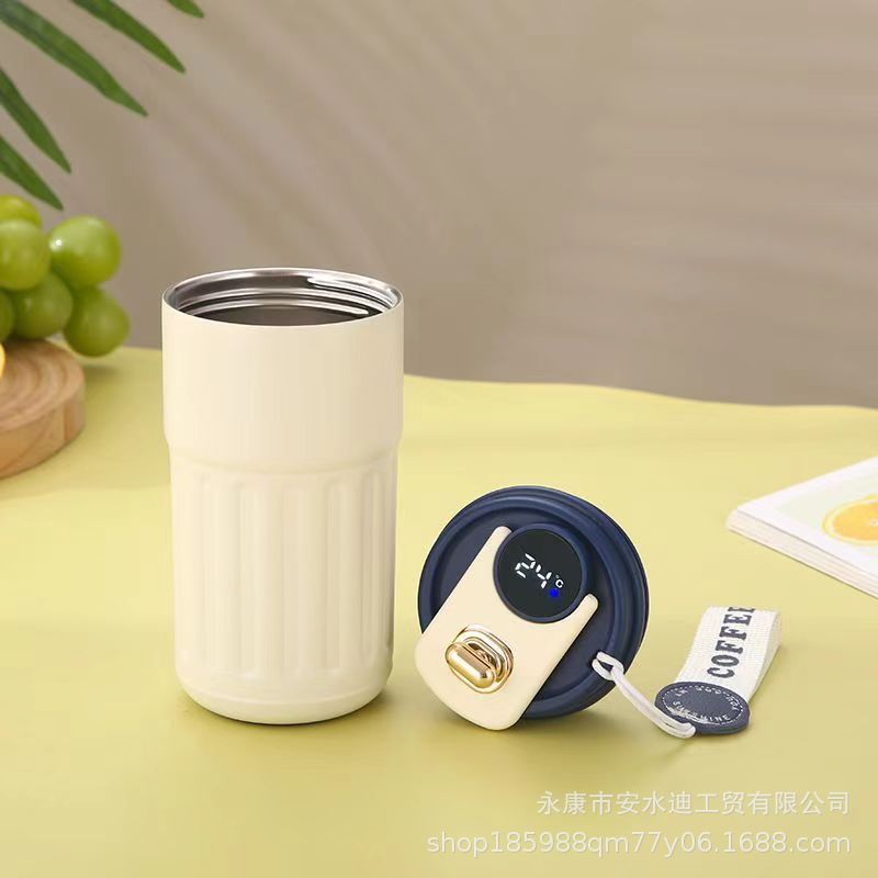 High-appearation-level double-layer insulated cup, 316 stainless steel smart temperature-showing coffee cup, portable outdoor water cup for men and women details Picture