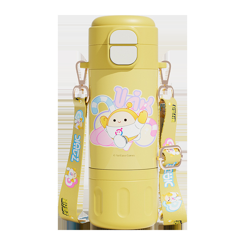 Egg Boy Party Children's insulated cup, stainless steel large-capacity portable straw water cup, girls' high appearance level, cute double drink Item Picture