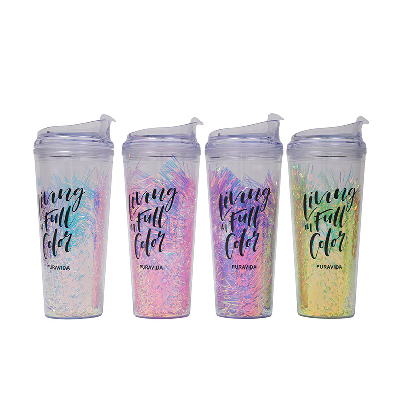 New product direct supply from the manufacturer: Fresh and cute cartoon portable cups, plastic double-layer straw water cups, small gifts, and can be added with logo cups full figure