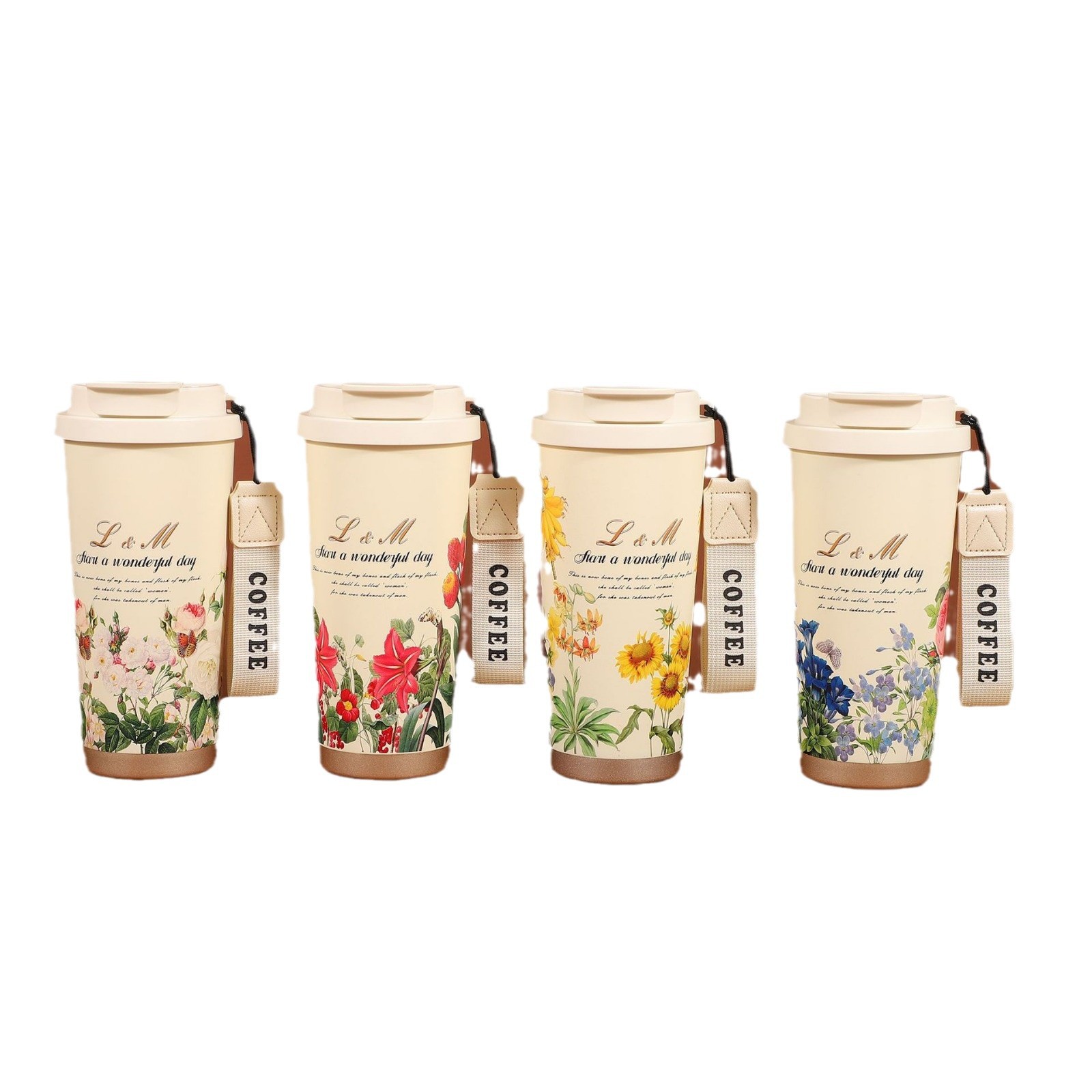 New Lily of the bell coffee cup, 316 stainless steel insulated cup, seamless inner liner card coffee cup, ceramic inner liner insulated cup Item Picture