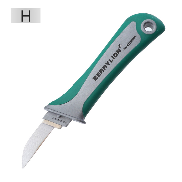 Multi-functional electrician's knife set, straight and curved edge insulated wire stripper, wooden handle wire and cable stripping knife, wire cutting tool undefined