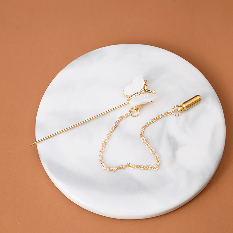 Korean natural shell butterfly brooch, three-dimensional insert, one-piece elegant brooch, clothing accessory for women Specification drawing