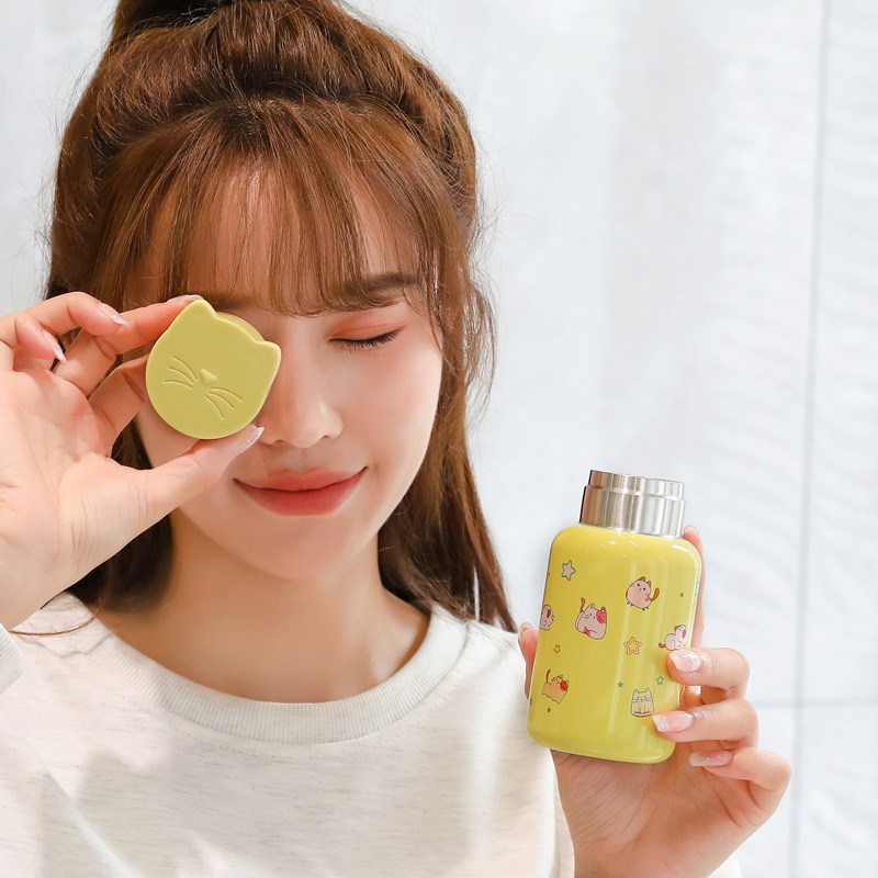 High appearance level cartoon cute cat, 304 stainless steel insulated cup, crossbody strap, mini water cup, 180ml for students details Picture