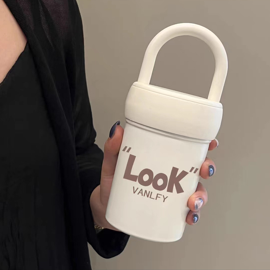 Travel coffee cup, stainless steel insulated cup, high appearance level, simple and portable hand-held cold preservation cup for girls Specification drawing