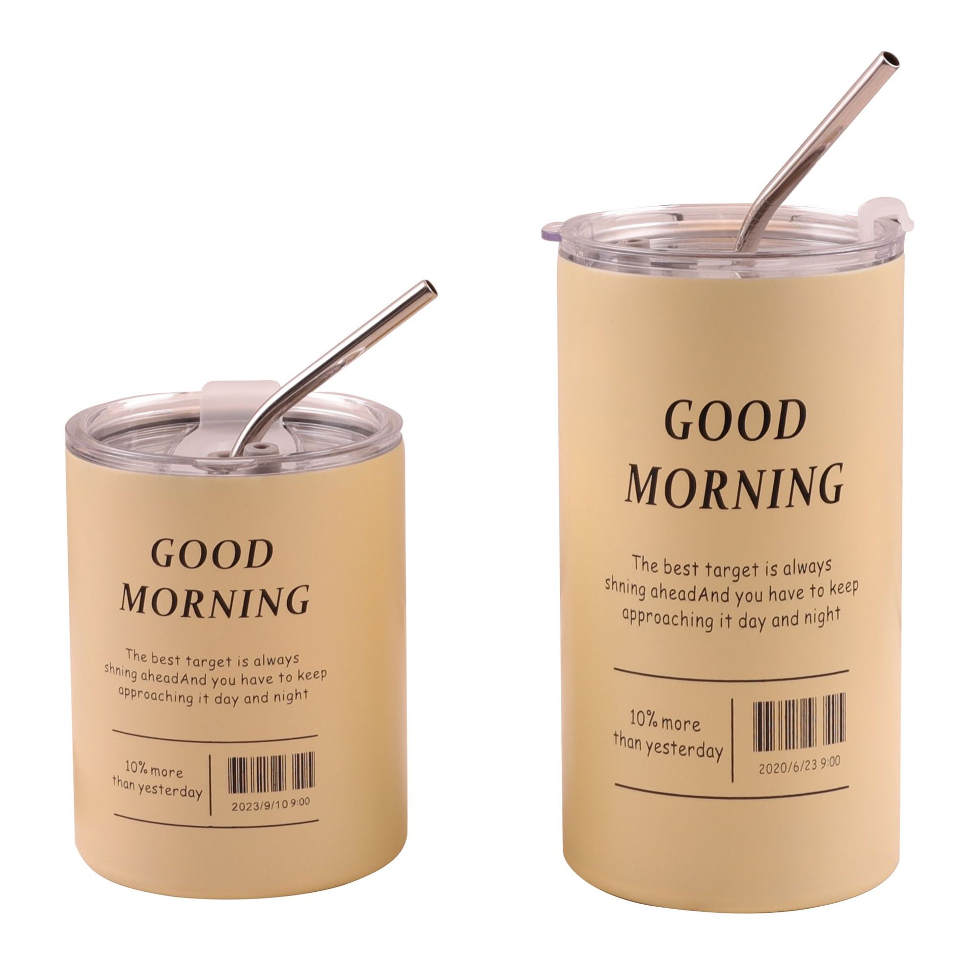 Cross-border vacuum iced Americano cup, stainless steel portable latte straw cup, large-capacity car-mounted portable insulated cup Item Picture