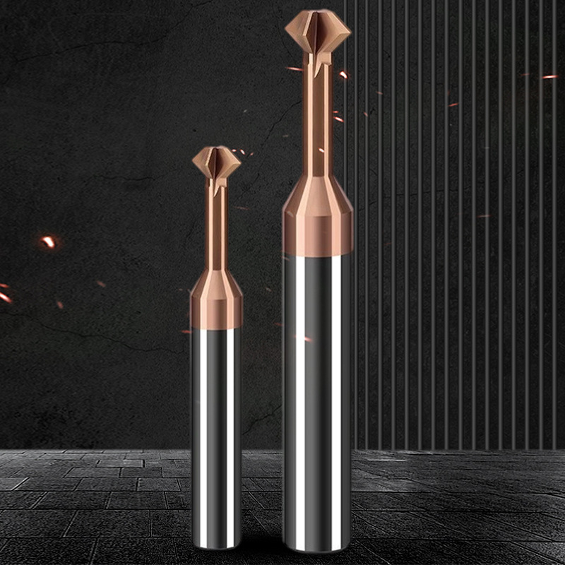 90-degree upper and lower chamfering knife tungsten steel carbide coated milling cutter, front and back double-sided inner hole chamfering drill bit Specification drawing