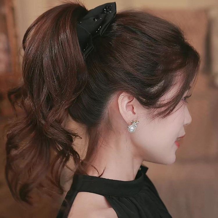 High-end black starry sky scratch-off women's new hairpin, shark clip at the back of the head, large updo hair accessory Specification drawing