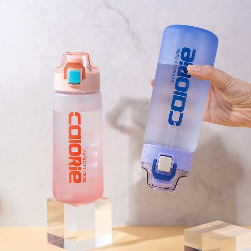 Large-capacity plastic water cup, double-drinking straw cup for male and female students, with scale, outdoor portable sports and fitness water bottle full figure