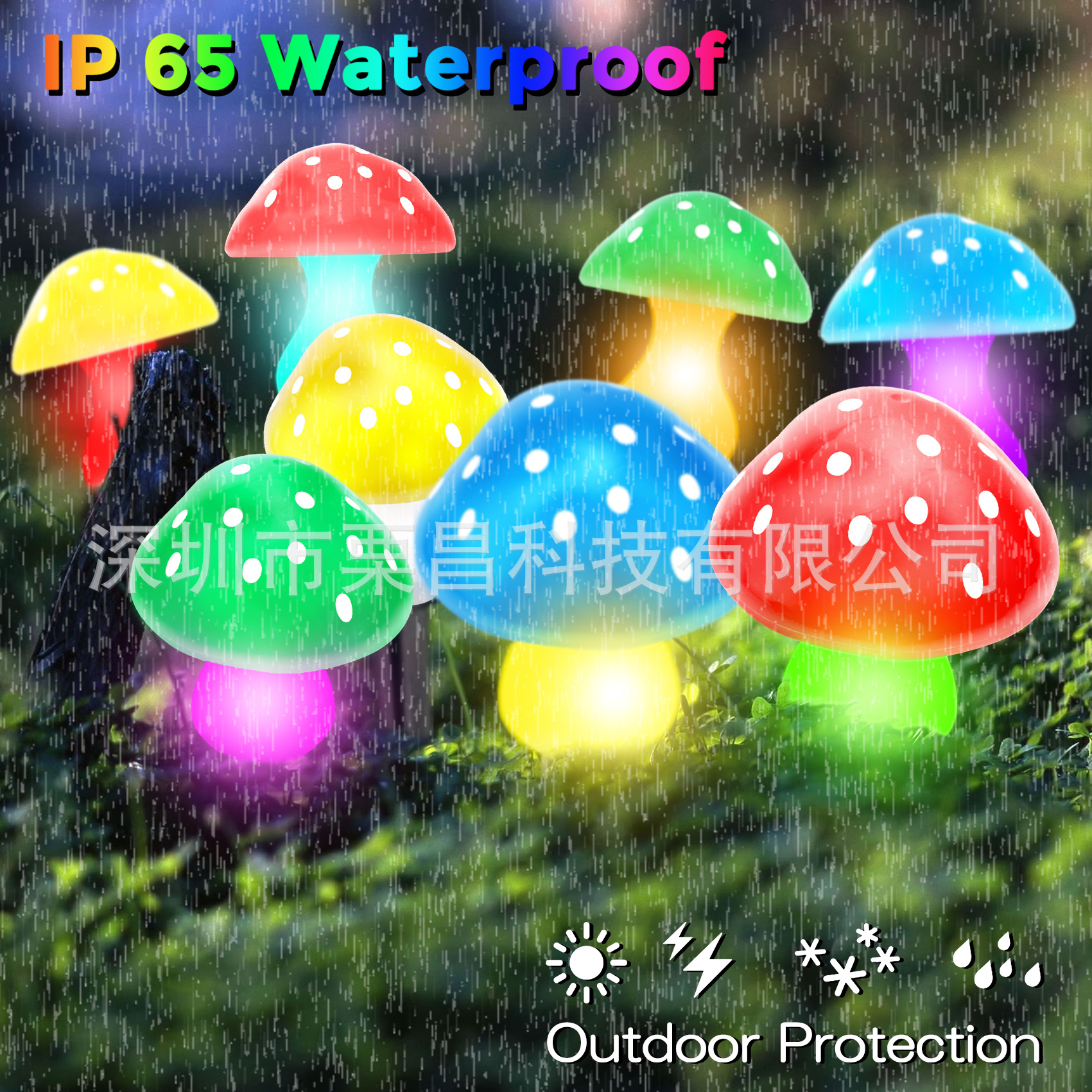 Cross-border new mushroom lamp, outdoor LED solar mushroom lamp, courtyard and garden waterproof decoration (round edge head Application Scenario