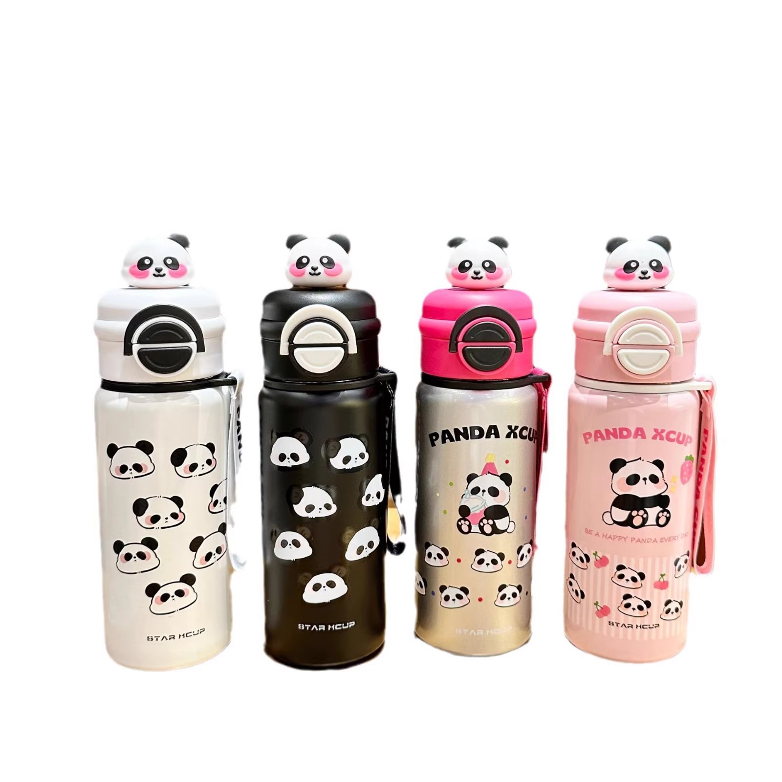 Panda Children's Water Cup, 2024 New model for students to go to School, high appearance level Double Drinking straw Insulated cup for boys and girls Item Picture