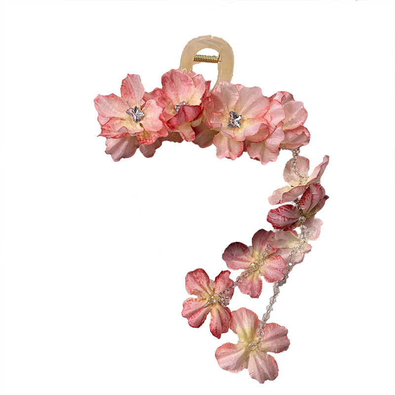 High-end floral tassel hair clips for women, gentle semi-tied hair clips, sweet back of the head, updo shark clips Item Picture
