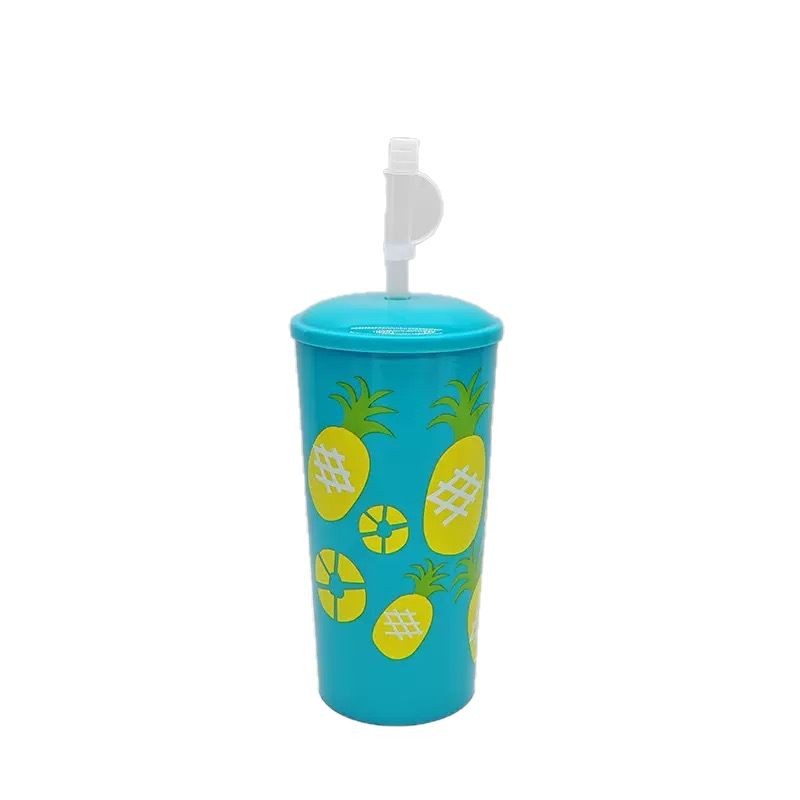 Factory direct sales of new best-selling PET fruit printed juice and milk tea drink cups, fruit series plastic straw cups Item Picture