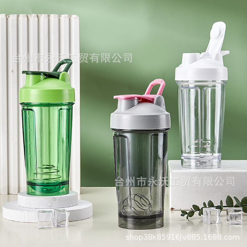 New 500ml transparent PC shaker cup, sports plastic protein powder milkshake cup, business gift printed logo full figure