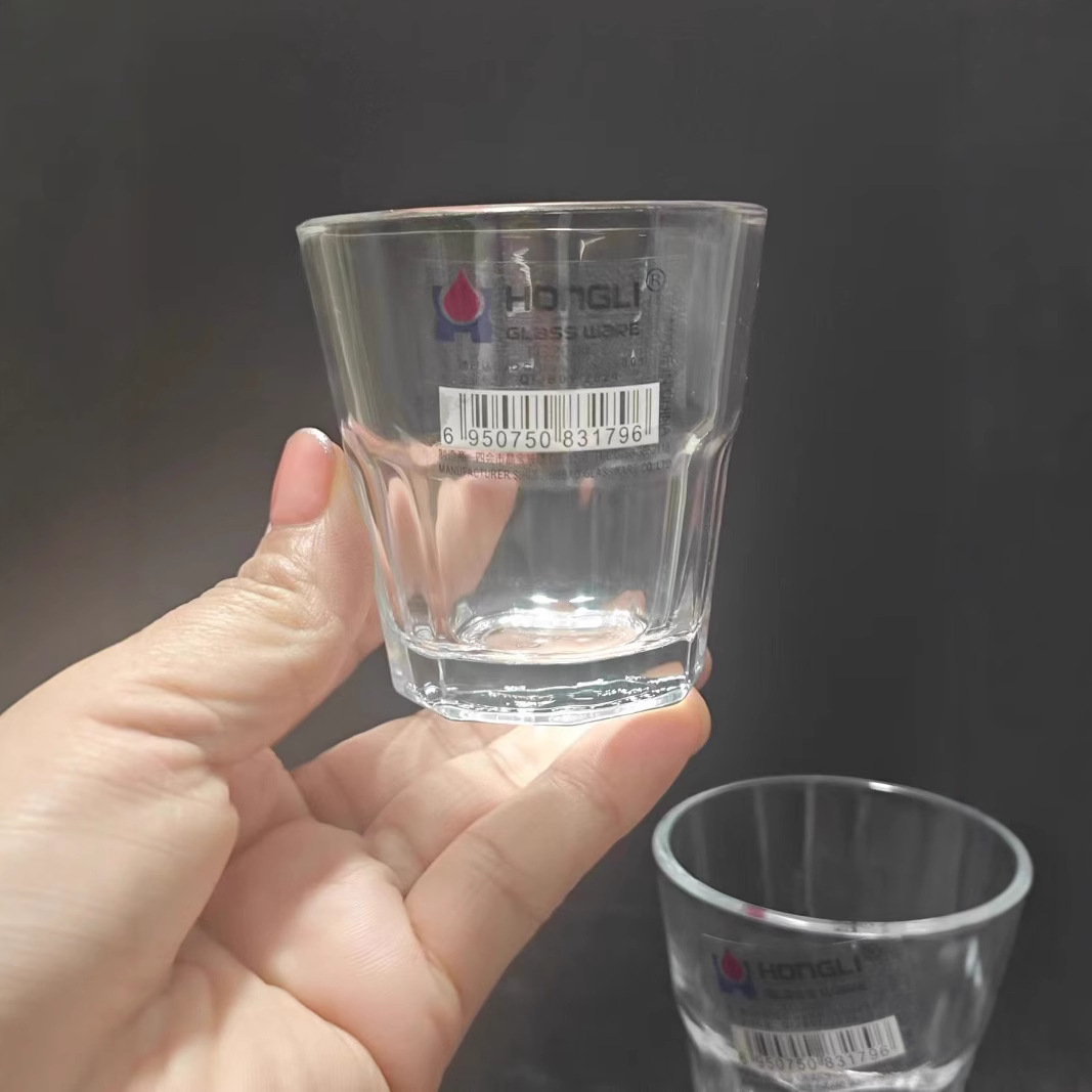 Hongli Octagonal tempered glass, white Whisky glass, KTV and Bar Special Beer glass Specification drawing