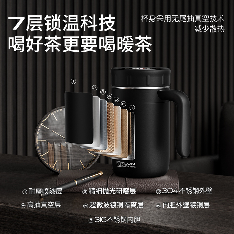Business intelligence temperature-showing 316 stainless steel water cups for men and women, large-capacity tea-water separation cups, business office insulated cups Application Scenario