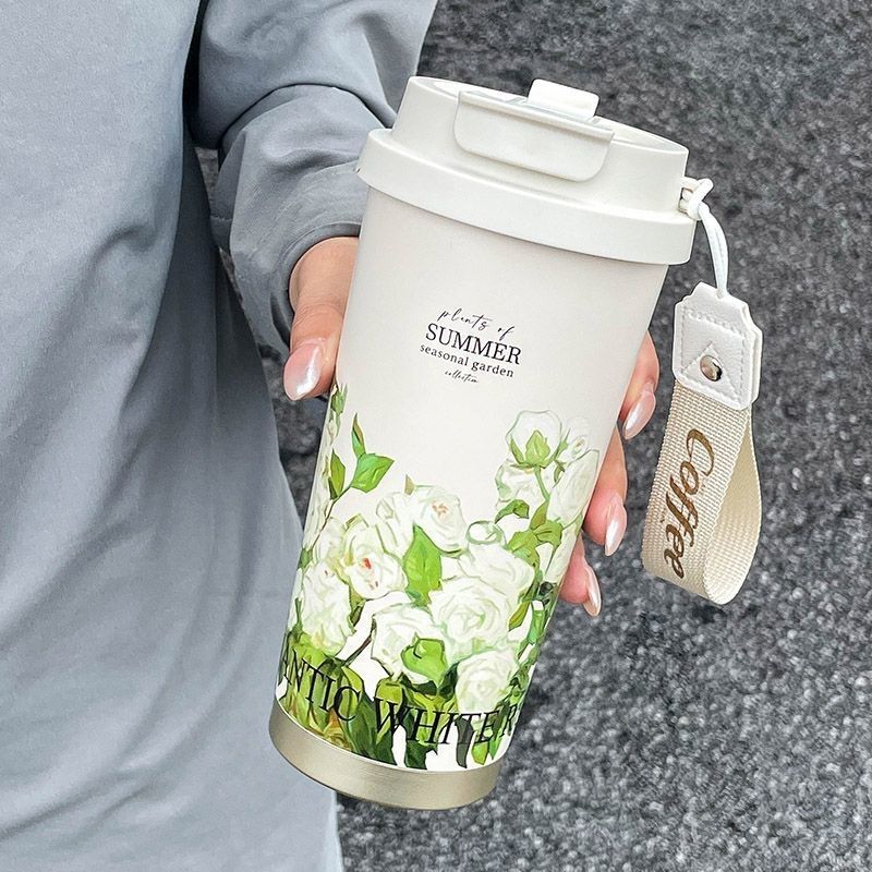 316 straw insulated cup, high appearance level, niche girls' straw water cup, portable and portable coffee cup with handle Application Scenario