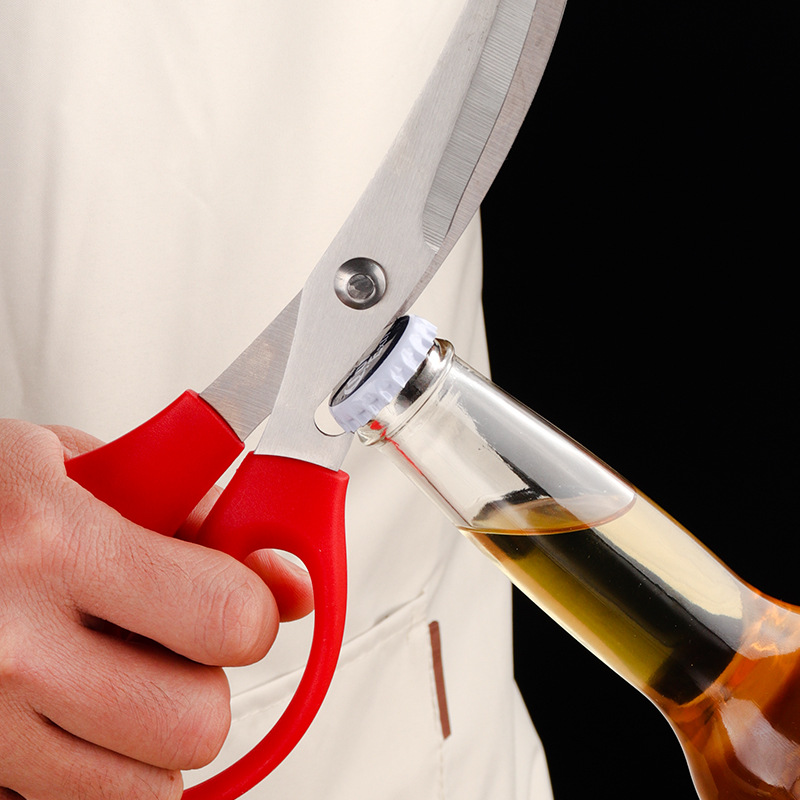 Kitchen barbecue special scissors, multi-functional curved blade cooking scissors, restaurant kitchen chicken cutting knife, extended steak scissors Specification drawing