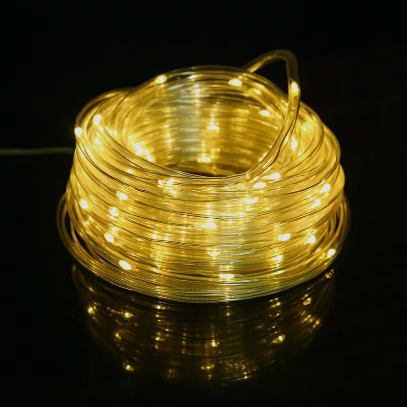 Cross-border wholesale of LED solar copper wire tube lights, outdoor waterproof Christmas tree lights, PVC rainbow tube decorative lights details Picture