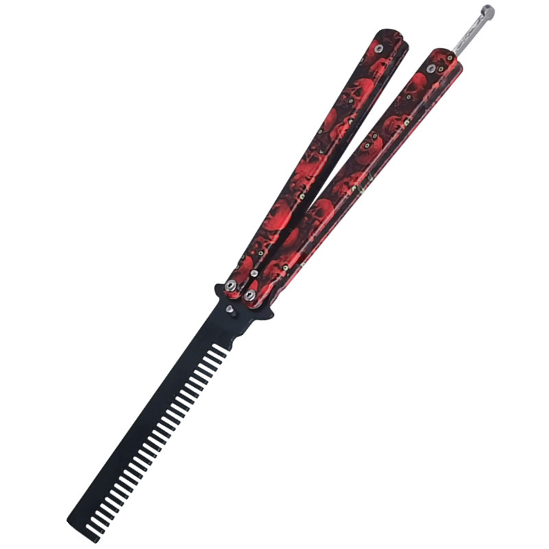 Butterfly comb practice training knife tools, beginner's practice of ghost head comb without blade butterfly portable folding knife Specification drawing