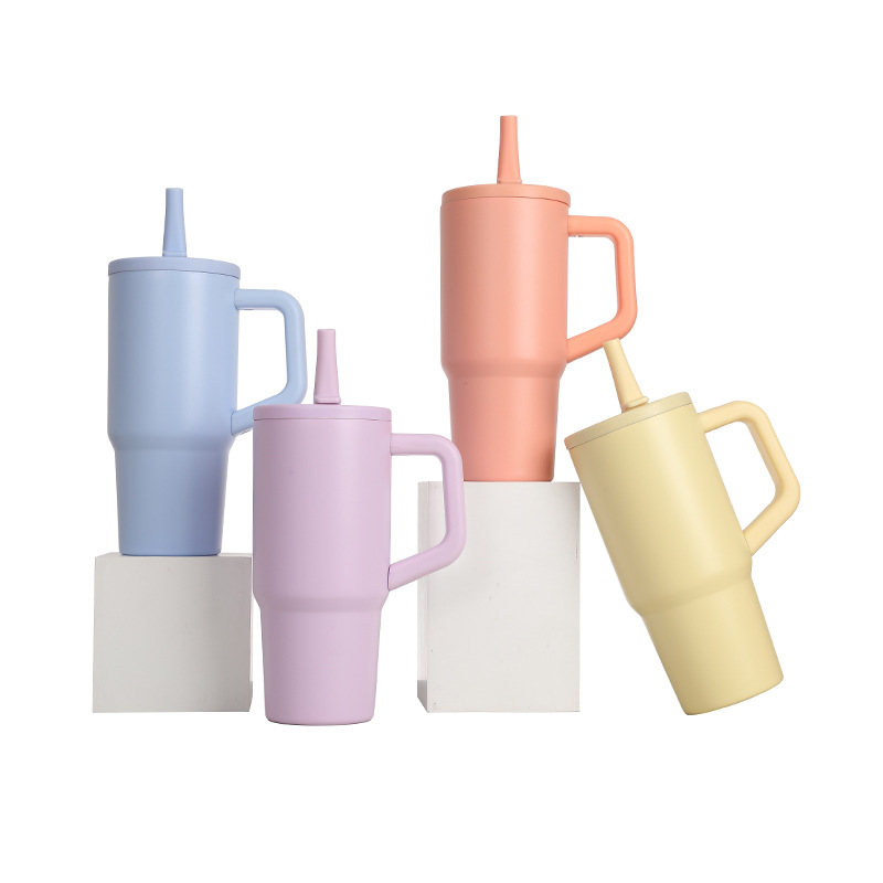 New cross-border ice cup, stainless steel portable folding spout, high appearance level, insulated cup with handle, creative water cup Item Picture