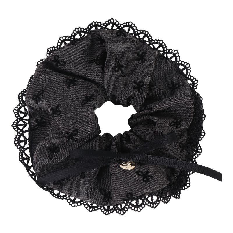 Grey bow ribbon hair band, autumn and winter large intestine band, new Korean-style hair tie, low ponytail hair tie, leather band accessory Item Picture