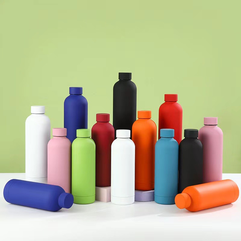 304 stainless steel small-mouth bottle, rubber-painted sports water bottle, outdoor insulated cup, thickened double-layer water cup, cross-border wholesale full figure