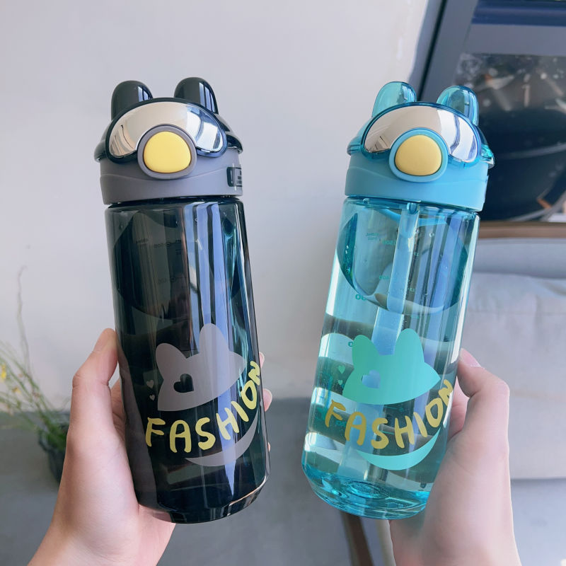 Korean version cute straw cup, portable for men and women, high appearance level, creative and trendy, heat-resistant, student outdoor plastic water cup details Picture