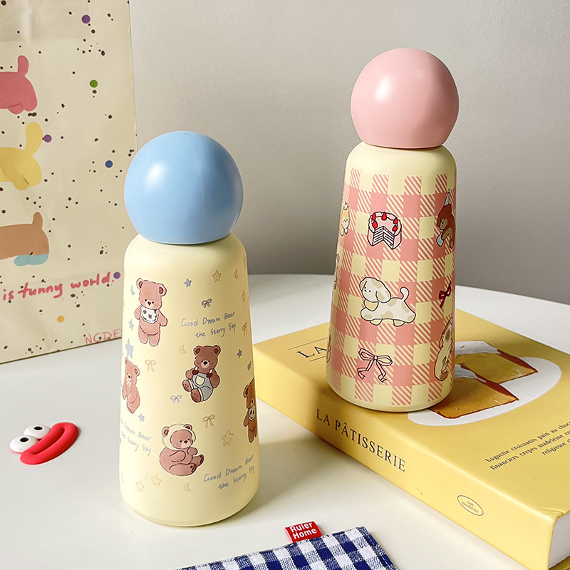 New 316 stainless steel round ball insulated cup, 350ml insulated cup, creative and cute student sports water cup Specification drawing